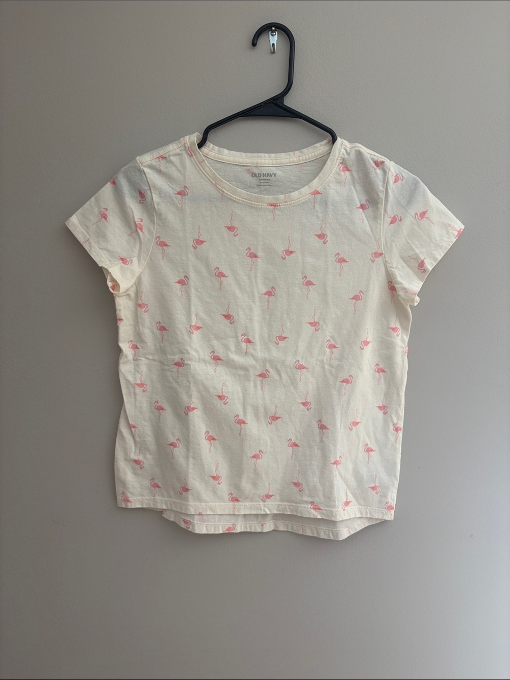 Old Navy White Tee with Pink Flamingo Print - Kids